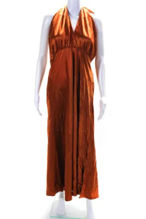 Something Navy Womens Halter Neck A Line Maxi Dress Orange Size Extra Extra Larg