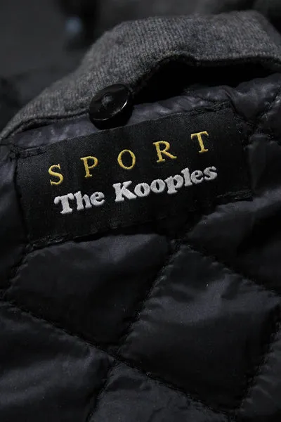 Sport The Kooples Womens Hooded Full Zipper Bomber Jacket Black Size Medium