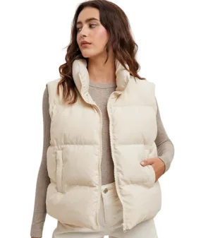 Stella Puffer Vest - Mushroom