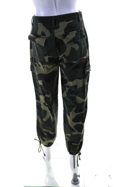 Superdown Womens Green Cotton Camouflaged Cuff Ankle Cargo Jogger Pants Size 24