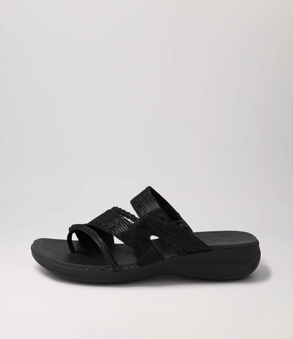 SUPERSOFT Mia Black Lizard Suede Sandals Bs