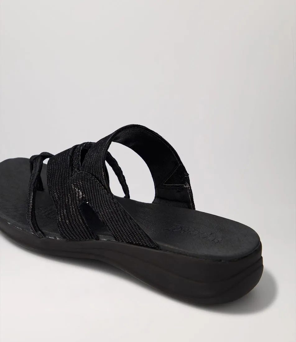 SUPERSOFT Mia Black Lizard Suede Sandals Bs