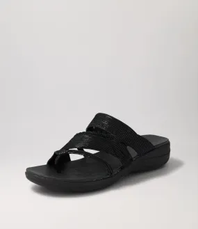 SUPERSOFT Mia Black Lizard Suede Sandals Bs