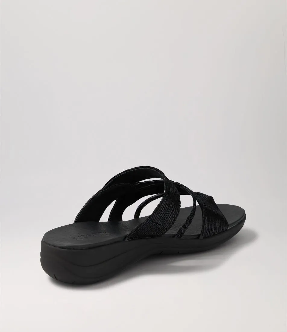 SUPERSOFT Mia Black Lizard Suede Sandals Bs