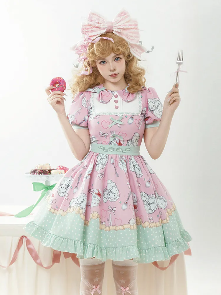 Sweet Lolita Dress Polyester Short Sleeves Dress Lolita Dress