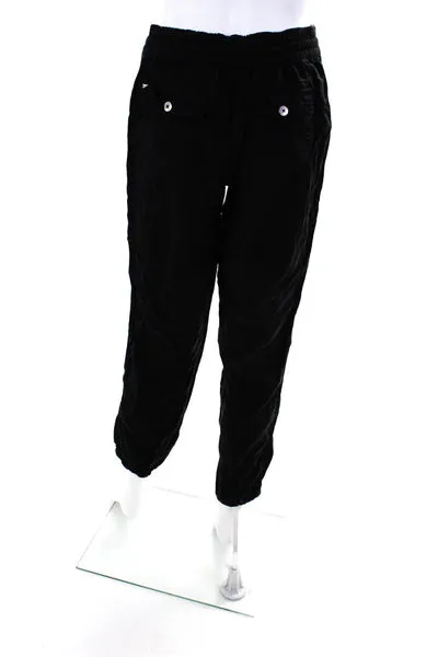 Tahari Womens Drawstring Buttoned Tapered Casual Jogger Cargo Pants Black Size S