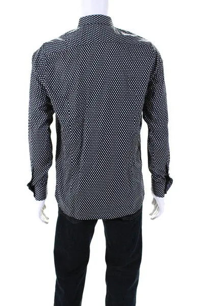 Ted Baker London Men's Long Sleeves Button Down Diamond Print Shirt Black Size 4