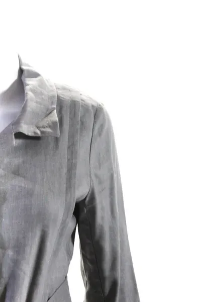 Theory Women's Collar Long Sleeves Button Up Jacket Gray Size 10