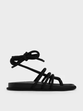 Toni Tubular Tie-Around Sandals - Black Textured