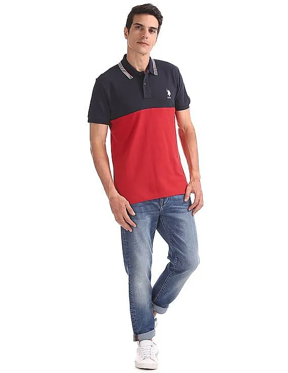 U.S. Polo Assn. Cut And Sew Panel Colour Block Polo Shirt