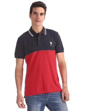 U.S. Polo Assn. Cut And Sew Panel Colour Block Polo Shirt