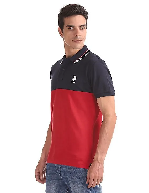 U.S. Polo Assn. Cut And Sew Panel Colour Block Polo Shirt