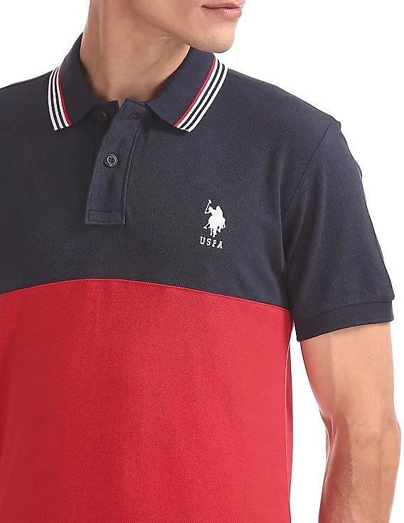 U.S. Polo Assn. Cut And Sew Panel Colour Block Polo Shirt