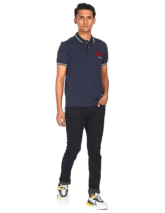 U.S. Polo Assn. Denim Co. Men Navy Solid Cotton Polo Shirt