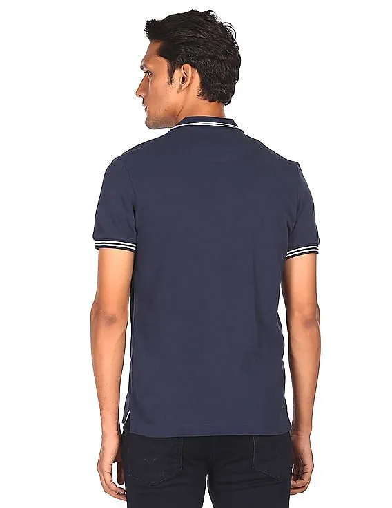 U.S. Polo Assn. Denim Co. Men Navy Solid Cotton Polo Shirt