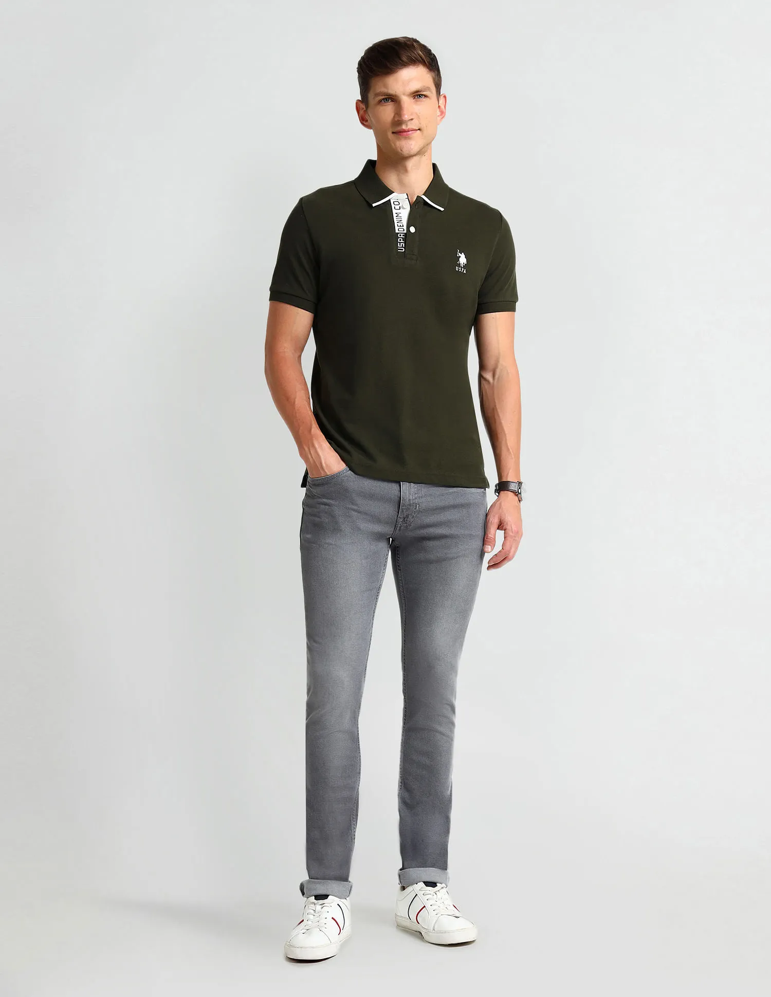 U.S. Polo Assn. Denim Co. Muscle Fit Solid Polo Shirt