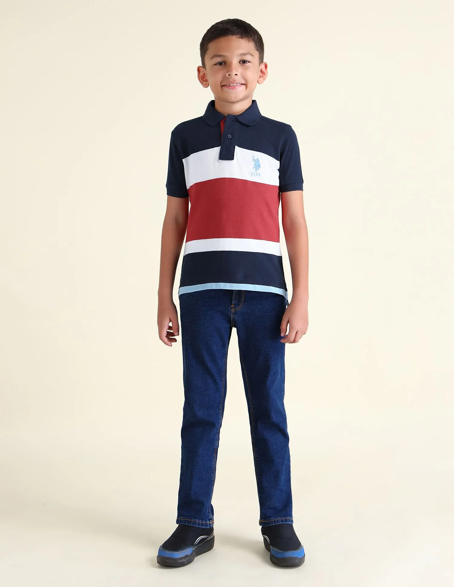 U.S. Polo Assn. Kids Boys Colour Block Regular Fit Polo Shirt