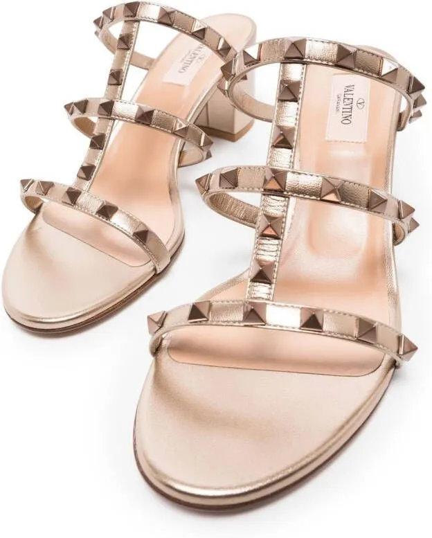 Valentino Garavani Rockstud caged-style sandals Gold