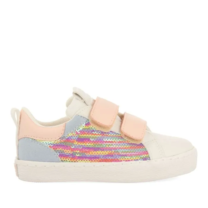 WHITE SNEAKERS WITH MULTICOLOR SEQUINS FOR GIRL AND BOY GLENVAR