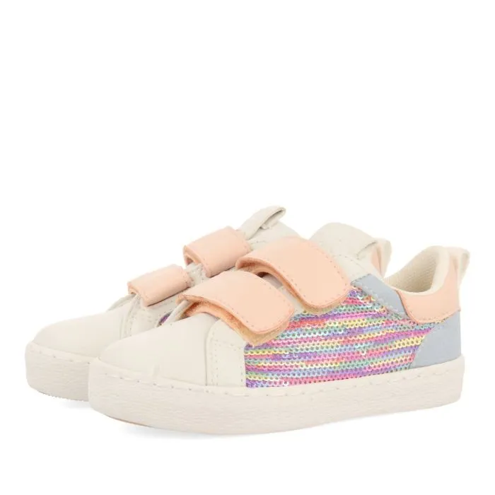 WHITE SNEAKERS WITH MULTICOLOR SEQUINS FOR GIRL AND BOY GLENVAR