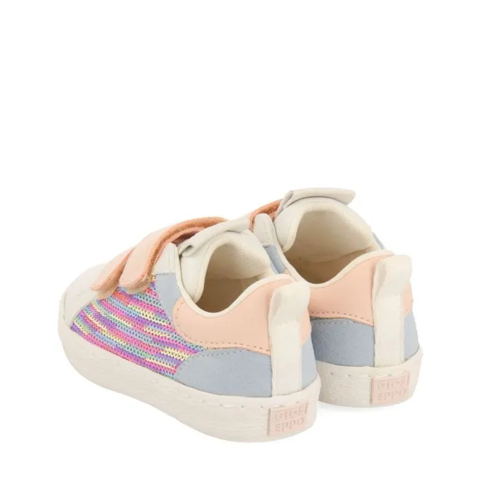 WHITE SNEAKERS WITH MULTICOLOR SEQUINS FOR GIRL AND BOY GLENVAR