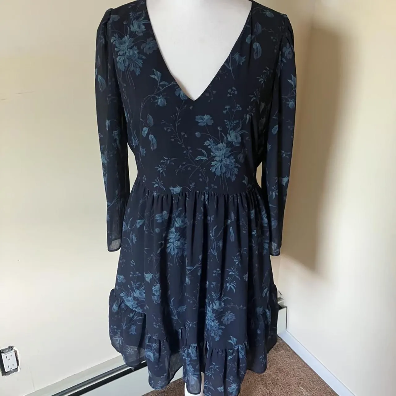 Women's Blue and Black Dress